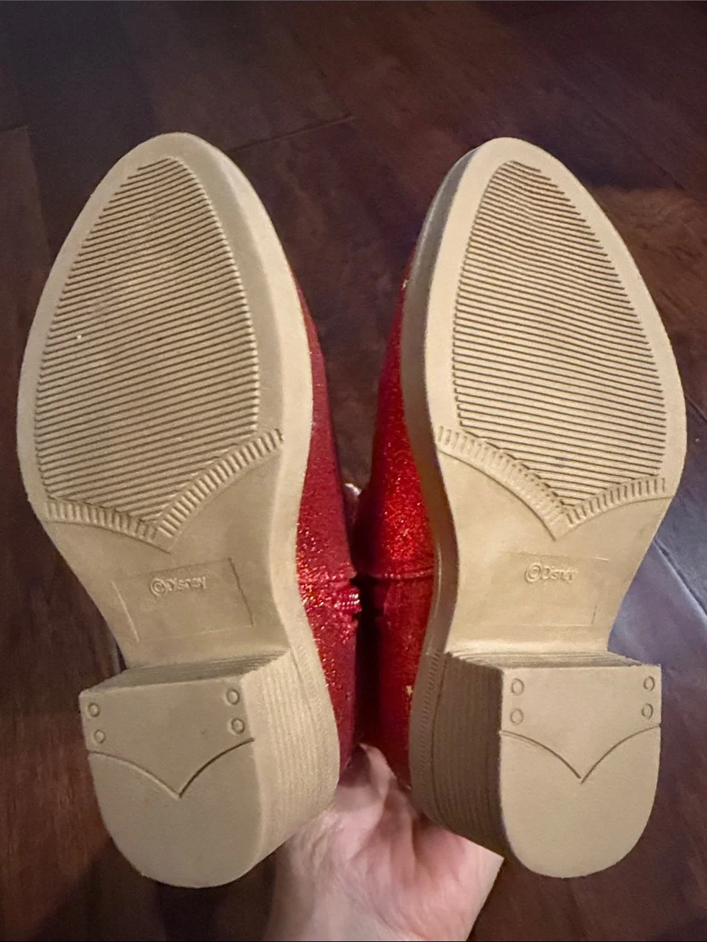 Disney Red Glitter Cowboy Boots with Gold Trim
